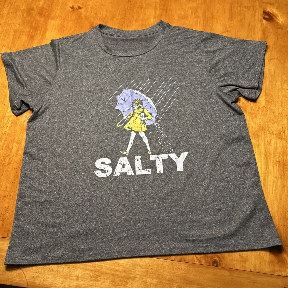 Salty Morton Salt Girl Parody Graphic Tee Gray Short Sleeve Shirt Sassy Witty - Picture 7 of 8